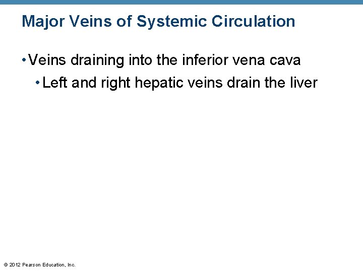 Major Veins of Systemic Circulation • Veins draining into the inferior vena cava • Major Veins of Systemic Circulation • Veins draining into the inferior vena cava •