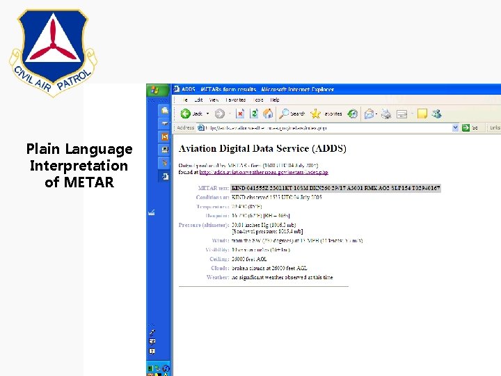 Plain Language Interpretation of METAR 