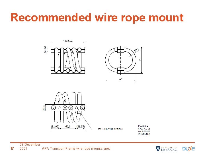 Recommended wire rope mount 17 28 December 2021 APA Transport Frame wire rope mounts