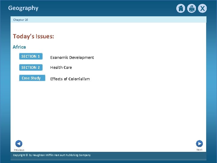 Geography Chapter 20 Today’s Issues: Africa SECTION 1 Economic Development SECTION 2 Health Care