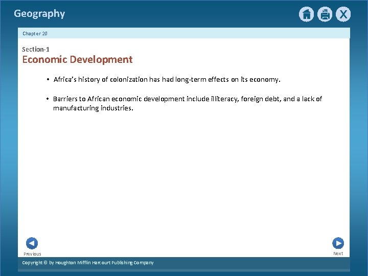 Geography Chapter 20 Section-1 Economic Development • Africa’s history of colonization has had long-term