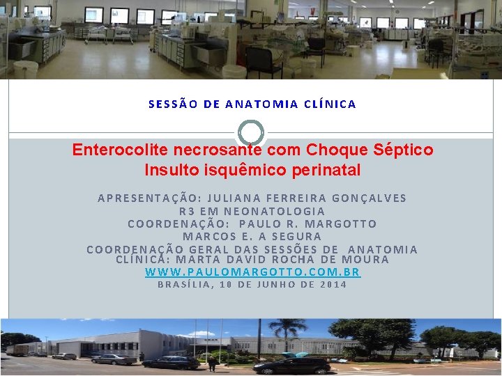 SESSÃO DE ANATOMIA CLÍNICA Enterocolite necrosante com Choque Séptico Insulto isquêmico perinatal APRESENTAÇÃO: JULIANA