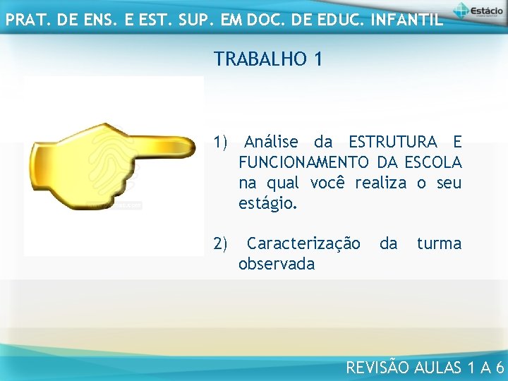 PRAT. DE ENS. E EST. SUP. EM DOC. DE EDUC. INFANTIL TRABALHO 1 1)