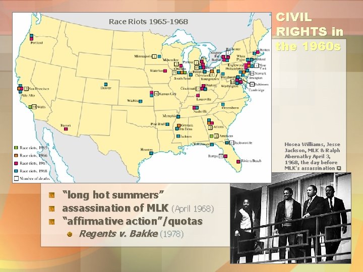 Race Riots 1965 -1968 CIVIL RIGHTS in the 1960 s Hosea Williams, Jesse Jackson,