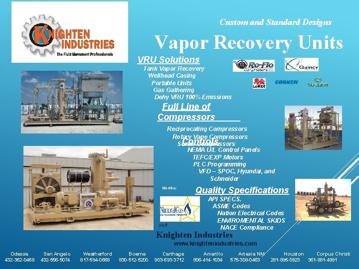 Custom and Standard Designs Vapor Recovery Units VRU Solutions Tank Vapor Recovery Wellhead Casing