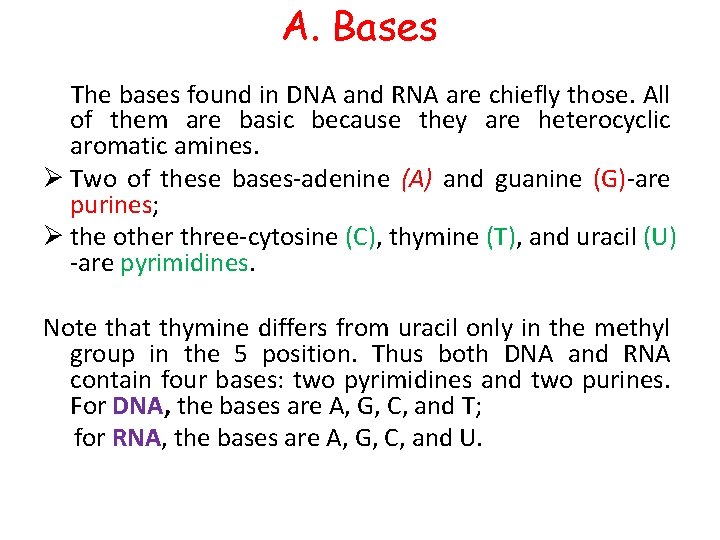 A. Bases The bases found in DNA and RNA are chiefly those. All of