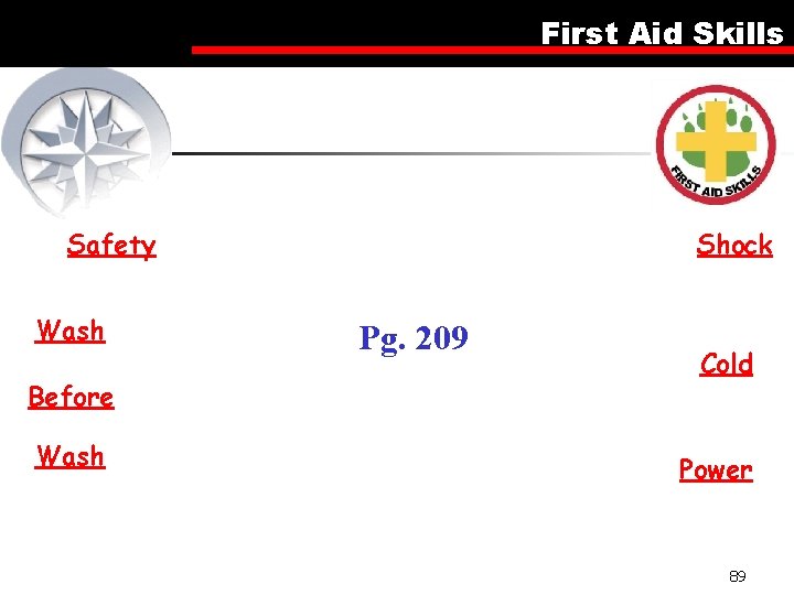 First Aid Skills Safety Wash Before Wash Shock Pg. 209 Cold Power 89 