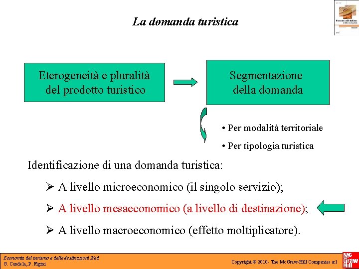 La domanda turistica Segmentazione della domanda Eterogeneità e pluralità del prodotto turistico • Per La domanda turistica Segmentazione della domanda Eterogeneità e pluralità del prodotto turistico • Per