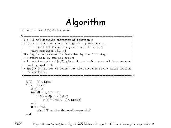 Algorithm Fa 05 CSE 182 