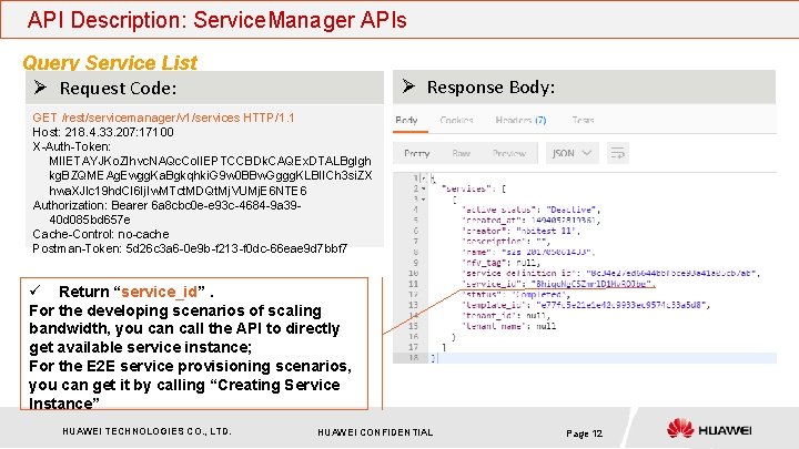 API Description: Service. Manager APIs Query Service List Ø Request Code: Ø Response Body: