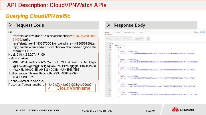 API Description: Cloud. VPNWatch APIs Querying Cloud. VPN traffic Ø Request Code: Ø Response