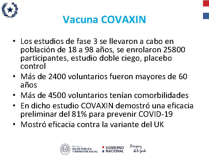 Vacuna COVAXIN • Los estudios de fase 3 se llevaron a cabo en población