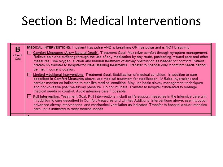 Section B: Medical Interventions 