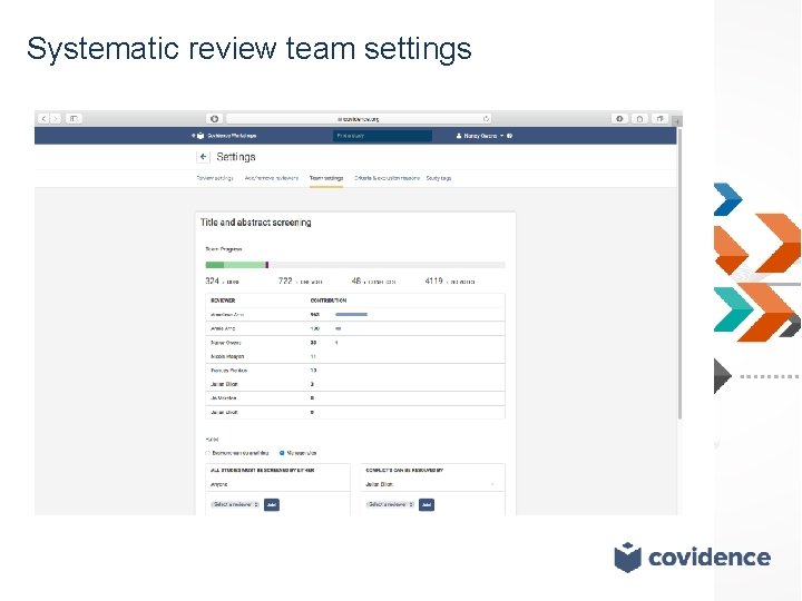 Systematic review team settings 