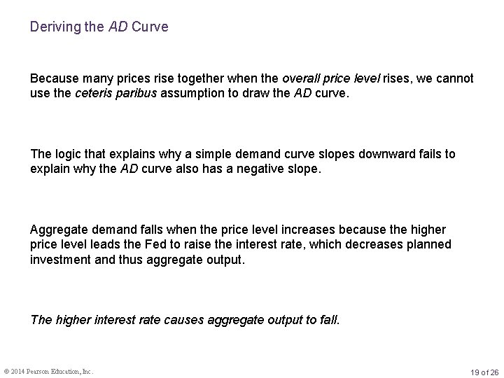 Deriving the AD Curve Because many prices rise together when the overall price level