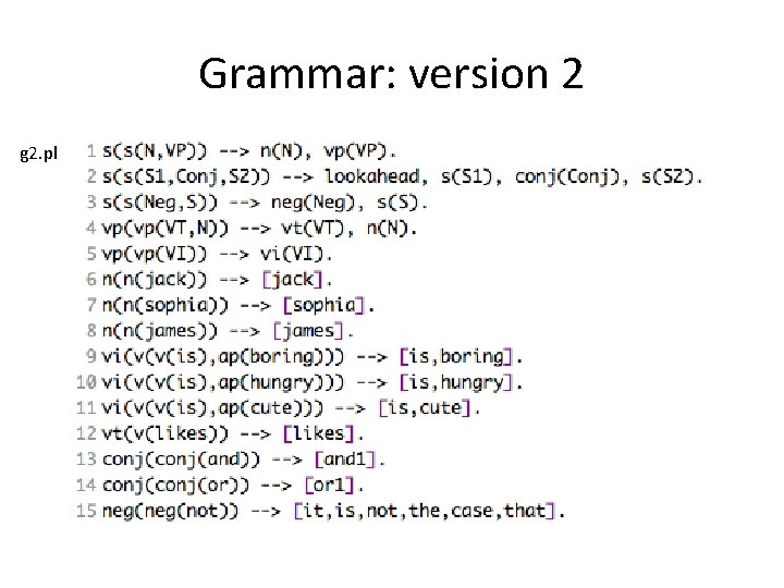 Grammar: version 2 g 2. pl 