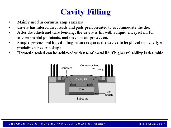 Cavity Filling • • • Mainly used in ceramic chip carriers Cavity has interconnect