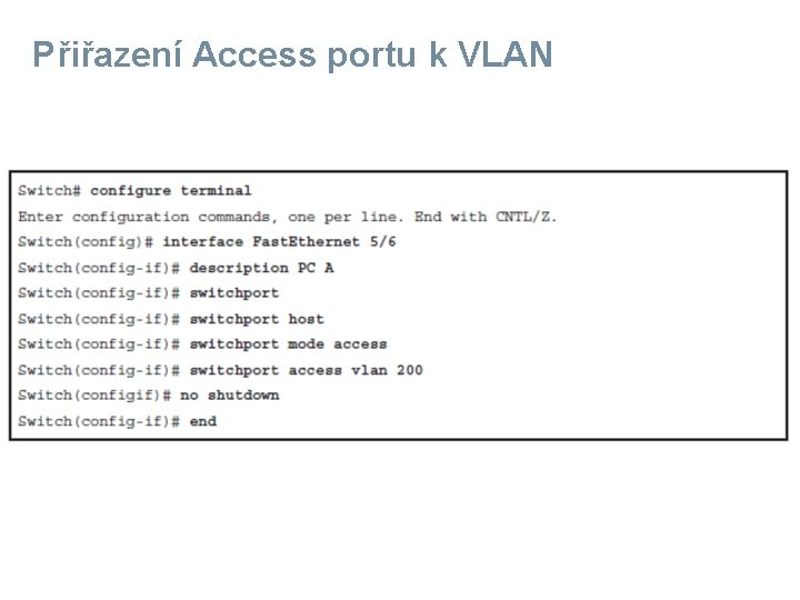 Přiřazení Access portu k VLAN 