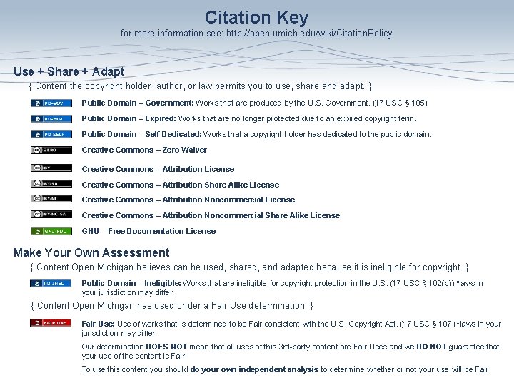 Citation Key for more information see: http: //open. umich. edu/wiki/Citation. Policy Use + Share Citation Key for more information see: http: //open. umich. edu/wiki/Citation. Policy Use + Share