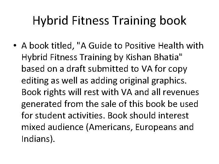 Hybrid Fitness Training book • A book titled, "A Guide to Positive Health with