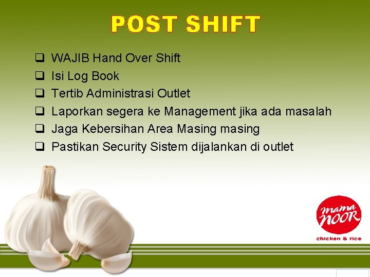 POST SHIFT q q q WAJIB Hand Over Shift Isi Log Book Tertib Administrasi