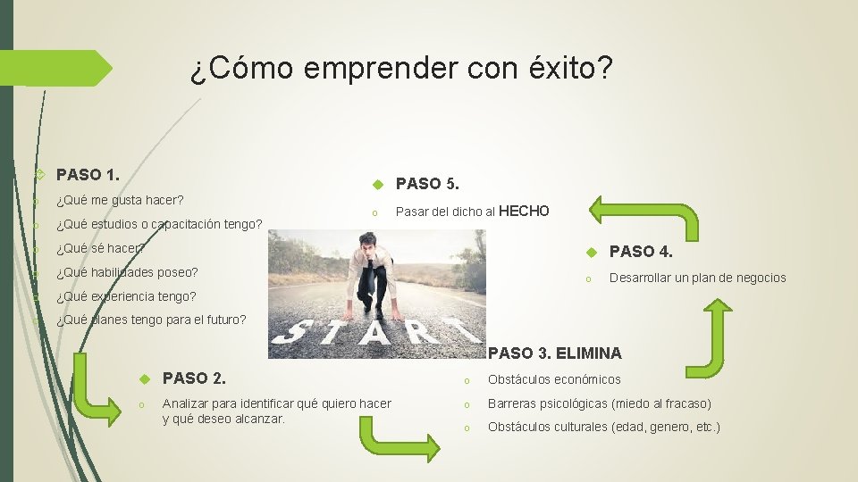 ¿Cómo emprender con éxito? PASO 1. o ¿Qué me gusta hacer? o ¿Qué estudios