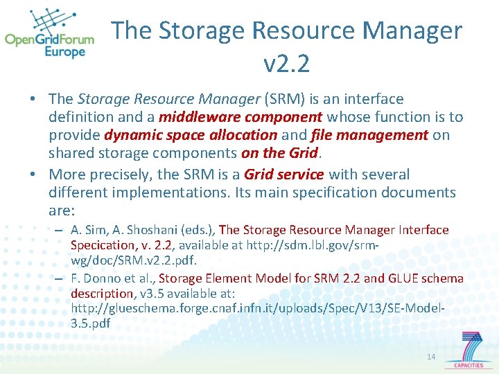 The Storage Resource Manager v 2. 2 • The Storage Resource Manager (SRM) is