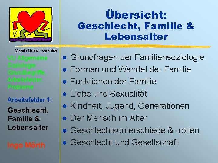 Übersicht: Geschlecht, Familie & Lebensalter © Keith Haring Foundation VU Allgemeine Soziologie: Grundbegriffe, Arbeitsfelder,