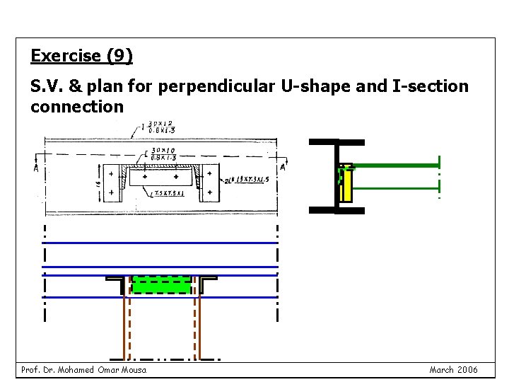 Exercise (9) S. V. & plan for perpendicular U-shape and I-section connection Prof. Dr.