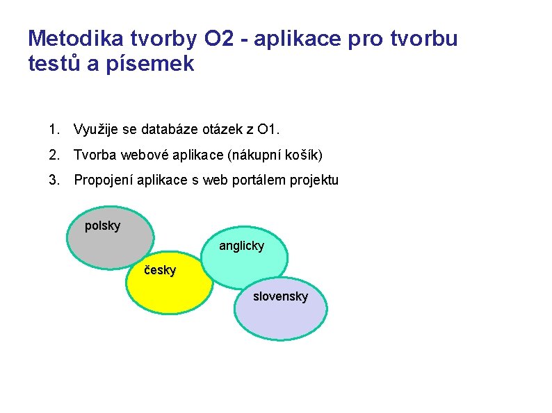 Metodika tvorby O 2 - aplikace pro tvorbu testů a písemek 1. Využije se