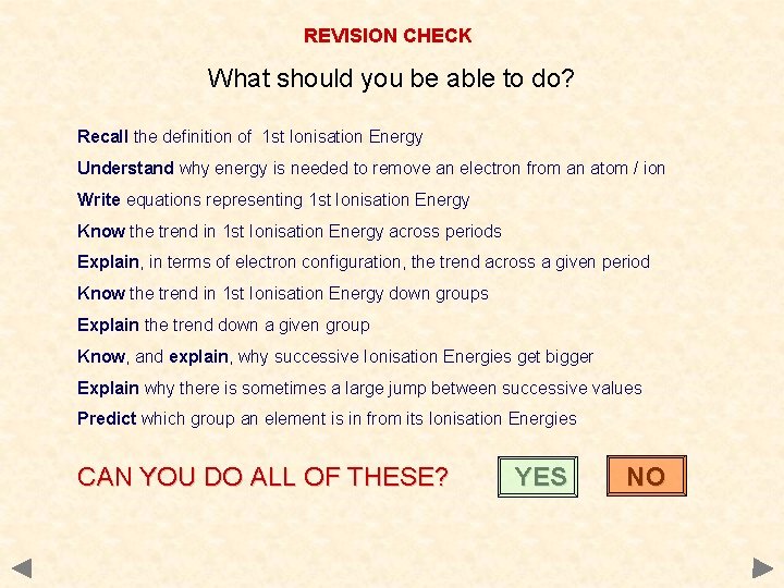 REVISION CHECK What should you be able to do? Recall the definition of 1