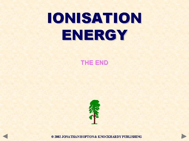 IONISATION ENERGY THE END © 2002 JONATHAN HOPTON & KNOCKHARDY PUBLISHING 