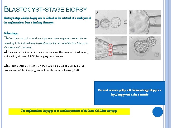 BLASTOCYST-STAGE BIOPSY Blastocyst-stage embryo biopsy can be defined as the retrieval of a small