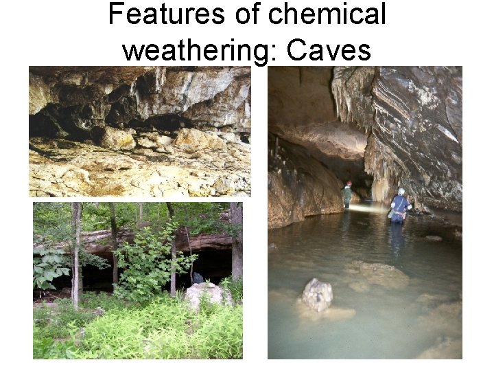 Features of chemical weathering: Caves 