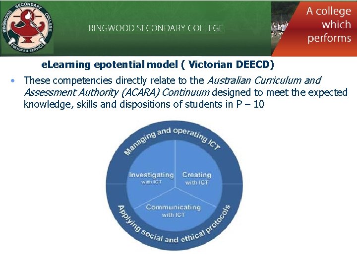 e. Learning epotential model ( Victorian DEECD) • These competencies directly relate to the