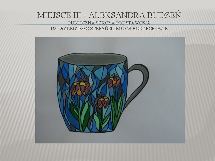 MIEJSCE III - ALEKSANDRA BUDZEŃ PUBLICZNA SZKOŁA PODSTAWOWA IM. WALENTEGO STEFAŃSKIEGO W BODZECHOWIE 