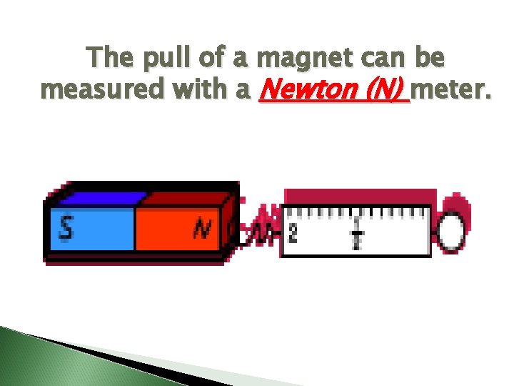 The pull of a magnet can be measured with a Newton (N) meter. 