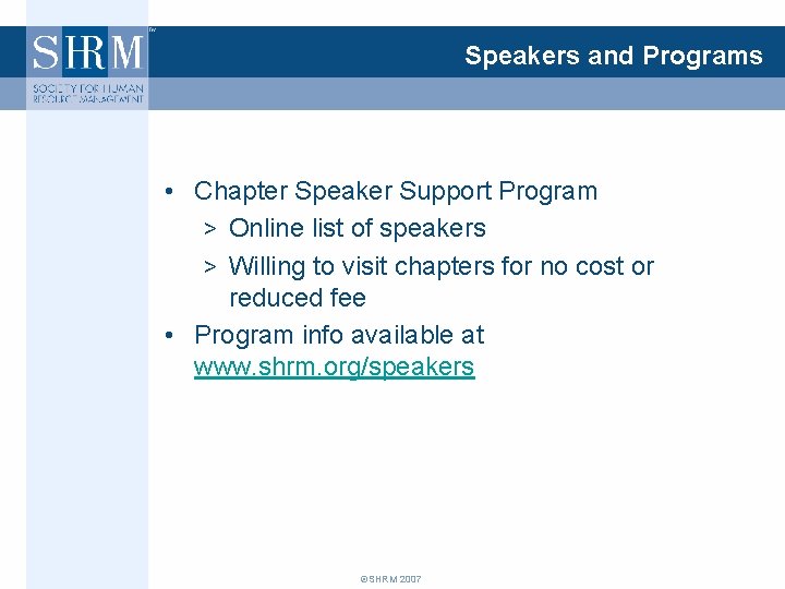 Speakers and Programs • Chapter Speaker Support Program > Online list of speakers >