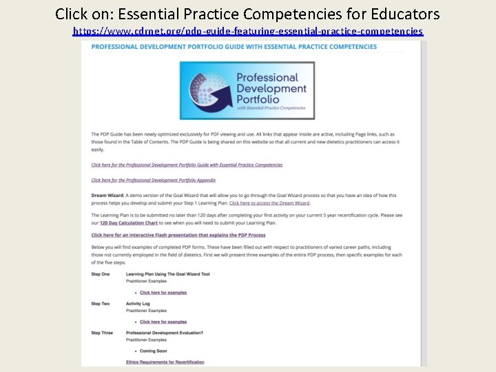 Click on: Essential Practice Competencies for Educators https: //www. cdrnet. org/pdp-guide-featuring-essential-practice-competencies 