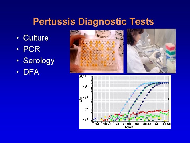 Pertussis Diagnostic Tests • • Culture PCR Serology DFA 