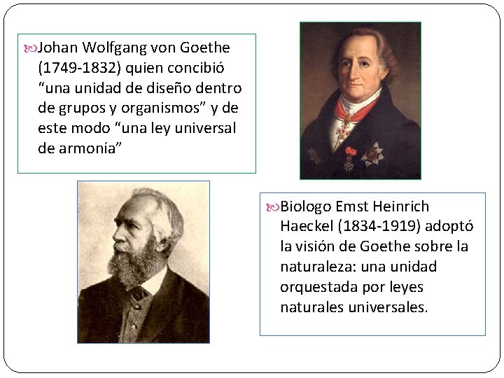  Johan Wolfgang von Goethe (1749 -1832) quien concibió “una unidad de diseño dentro