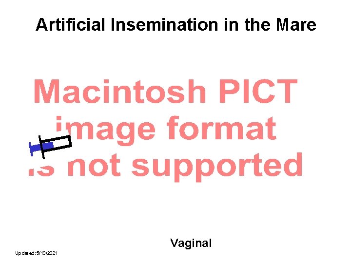 Artificial Insemination in the Mare Vaginal Updated: 5/19/2021 