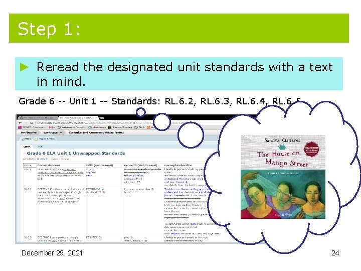 Step 1: ► Reread the designated unit standards with a text in mind. Grade Step 1: ► Reread the designated unit standards with a text in mind. Grade