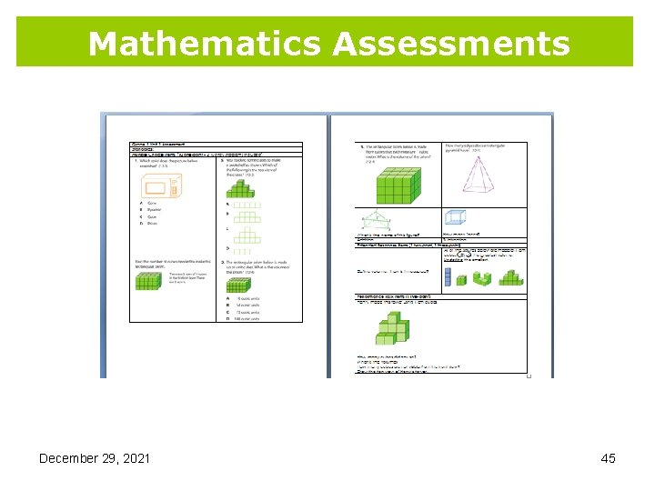 Mathematics Assessments December 29, 2021 45 Mathematics Assessments December 29, 2021 45