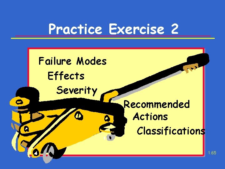 Practice Exercise 2 Failure Modes Effects Severity Recommended Actions Classifications 1. 65 