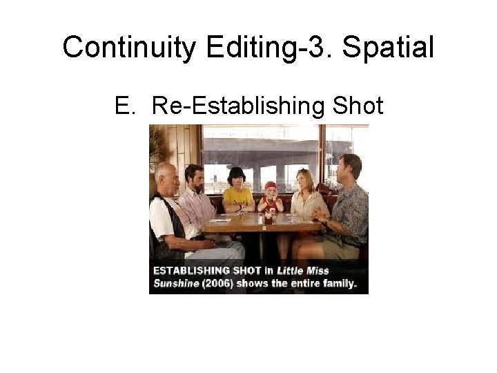Continuity Editing-3. Spatial E. Re-Establishing Shot 