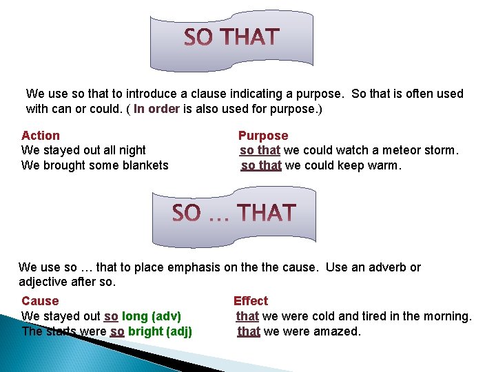 We use so that to introduce a clause indicating a purpose. So that is