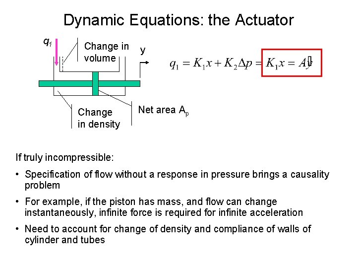 Dynamic Equations: the Actuator q 1 Change in volume Change in density y Net Dynamic Equations: the Actuator q 1 Change in volume Change in density y Net