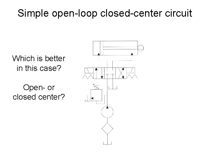 Simple open-loop closed-center circuit Which is better in this case? Open- or closed center? Simple open-loop closed-center circuit Which is better in this case? Open- or closed center?