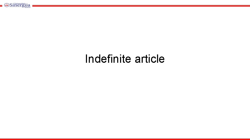 Indefinite article 